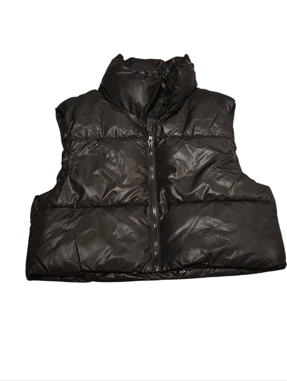 Cropped Black Puffer Vest - Lightweight Warmth